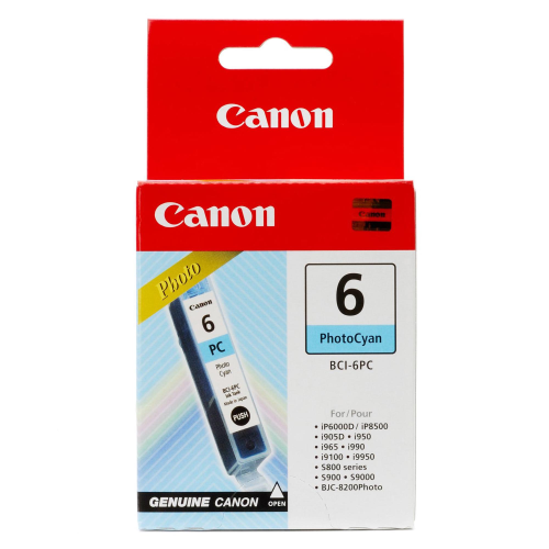 CANON BCI-6PC PHOTO SERBATOIO CIANO PER BJC-8200 CON PRINTER DRIVER (NON UTILIZZARE CON BCI-5)-S800-S820-S820D-S830D-S900-i965-i905D-i990-S9000-i9100-i9950-iP6000D-iP8500 GARANZIA ITALIA (4709A002AA)
